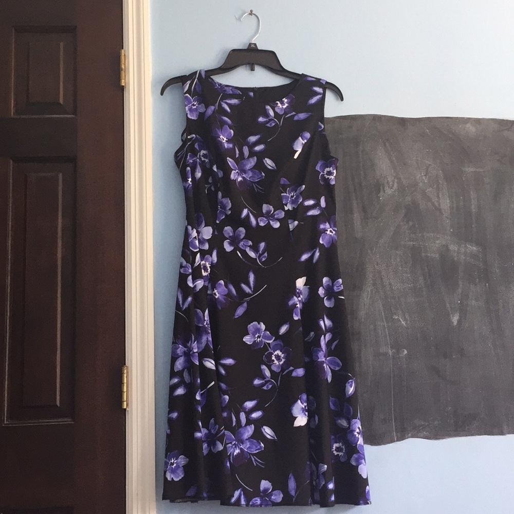 Black and blue floral dress